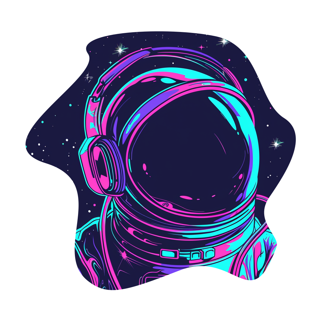 Cartoon drawing of an astronaut with headphones on