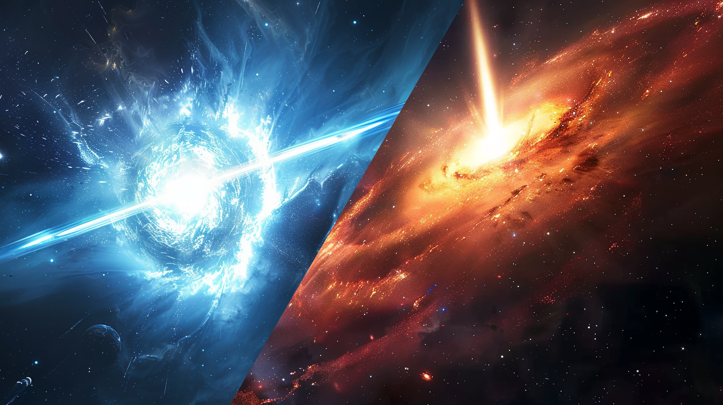 Rendition of a pulsar vs that of a quasar