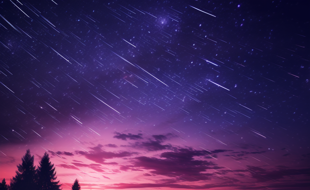 A rendition of a meteor shower